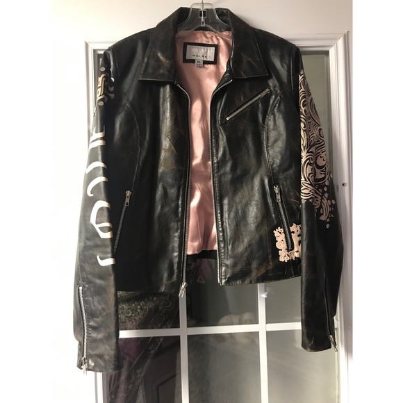 Wilsons Leather Maxima Womens Black Studded Rocker Motorcycle Jacket XL - Picture 2 of 8